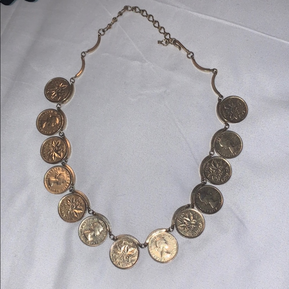 Vintage Gold Canadian 1 Cent Necklace